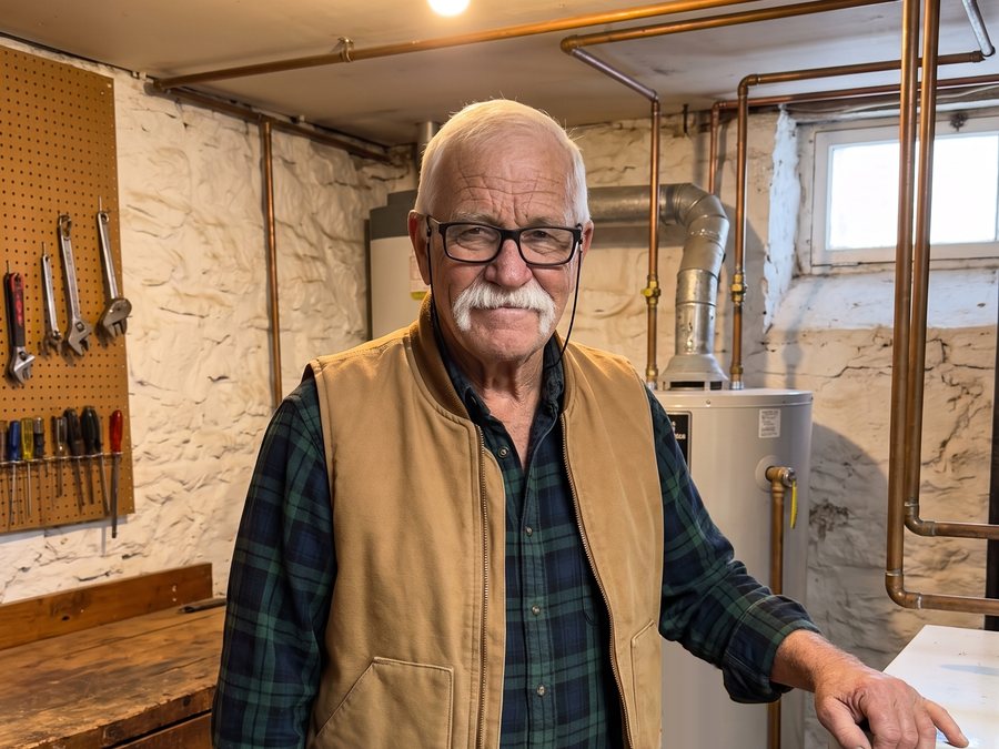 Tom Brennan in his farmhouse basement